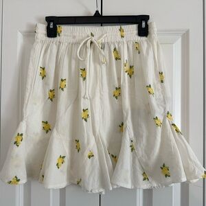 Vero moda white yellow flower skater short summer skirt